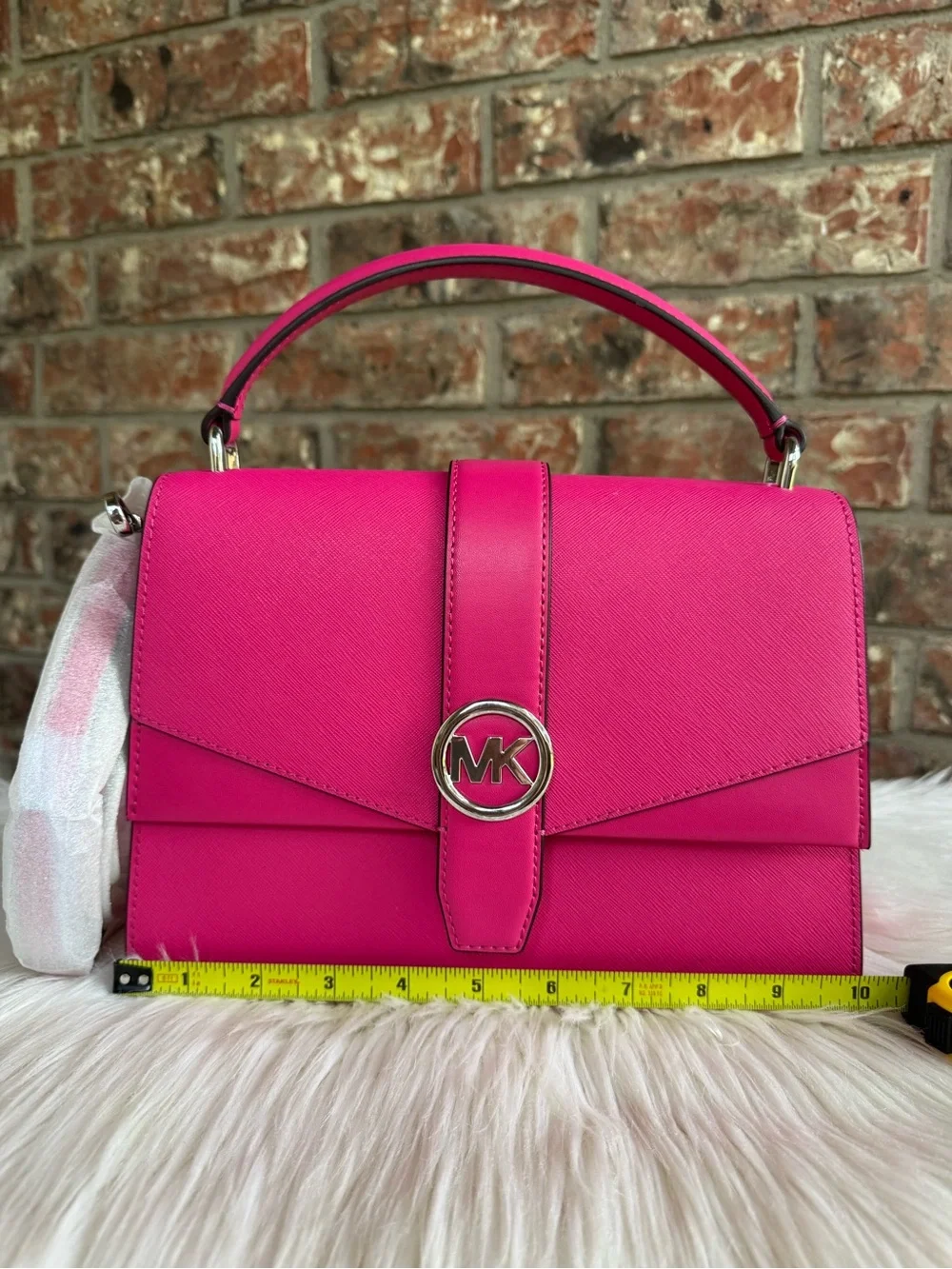 Michael Kors Hot Pink Saffiano Leather Top-Handle Satchel with Matching Wallet
